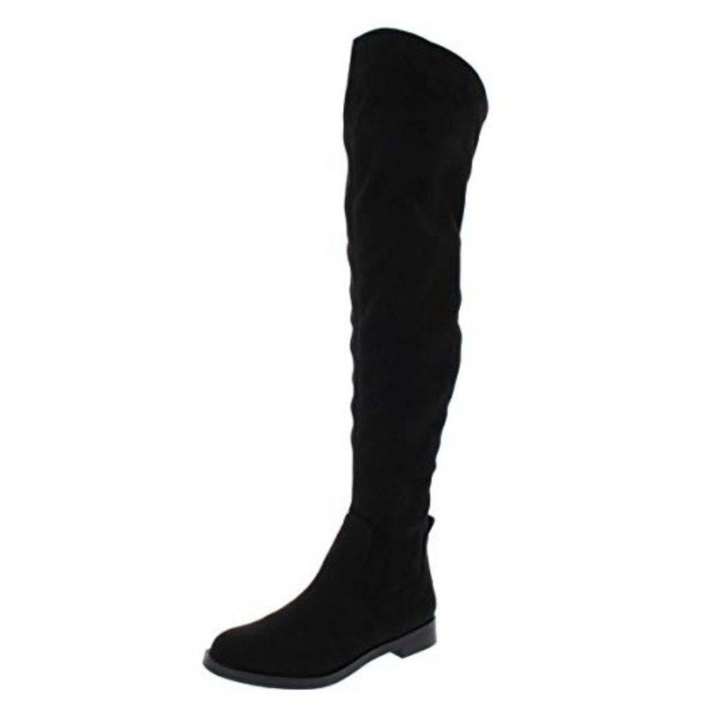 Kenneth Cole Reaction Wind-y Black Faux Suede Over The Knee Boots Size 7.5